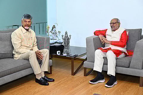 Nara N. Chandrababu Naidu meets Telangana Governor C. P. Radhakrishnan